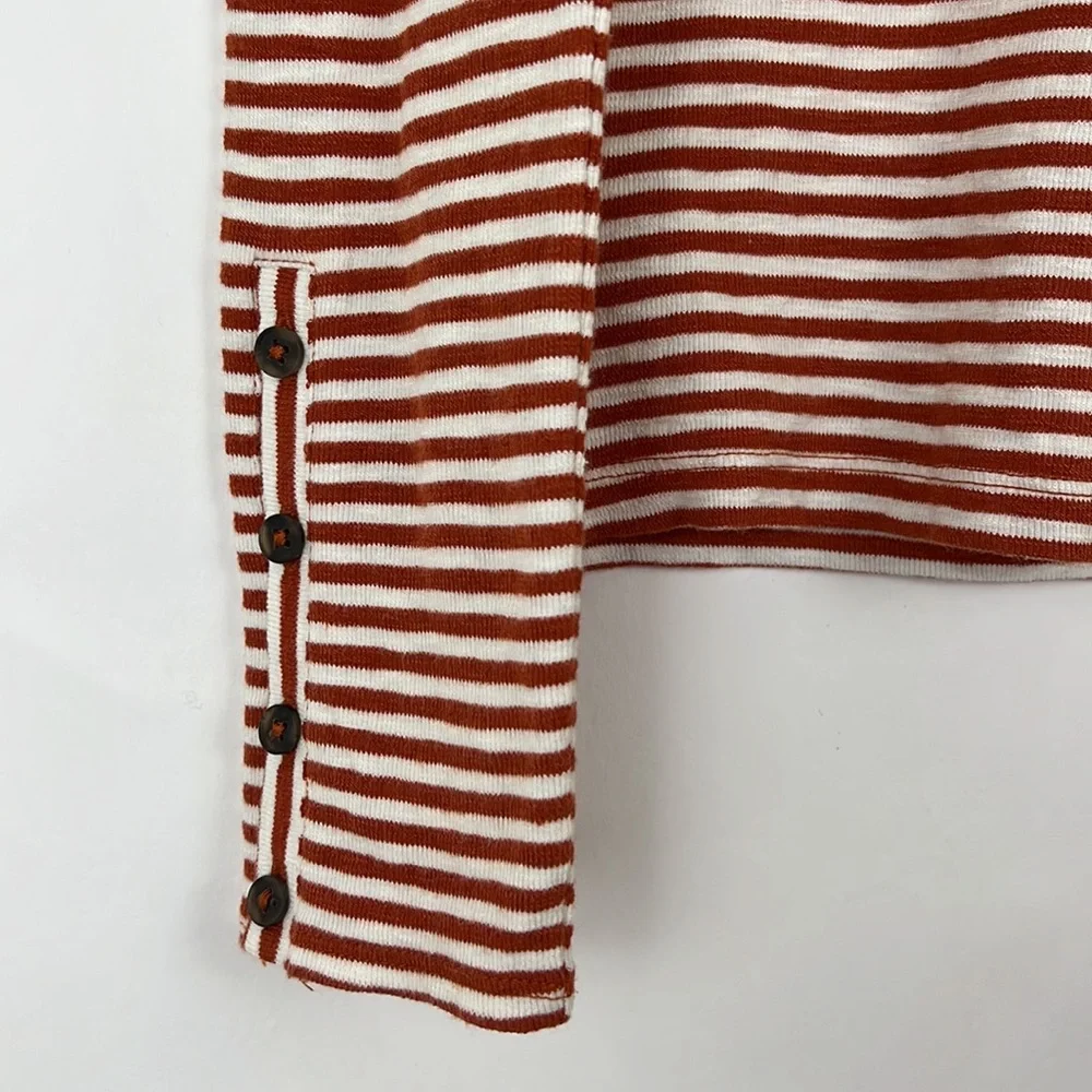 MADEWELL Long sleeve striped crew neck Maple Glow Baguette button cuffs S - Picture 5 of 9